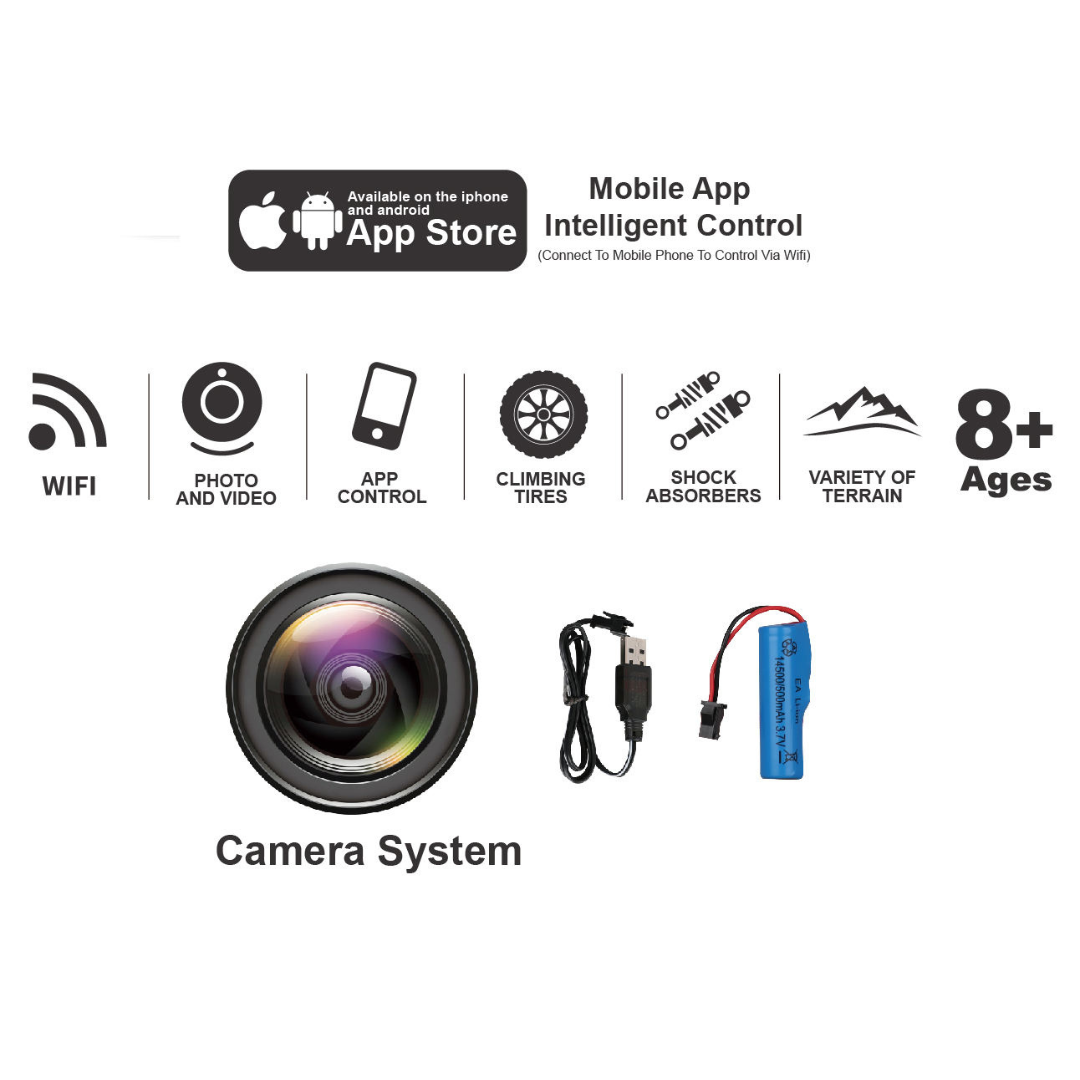 Carro Todoterreno 6x6 Incluye Cámara Wifi Y Control Remoto rojo - Imagen 4