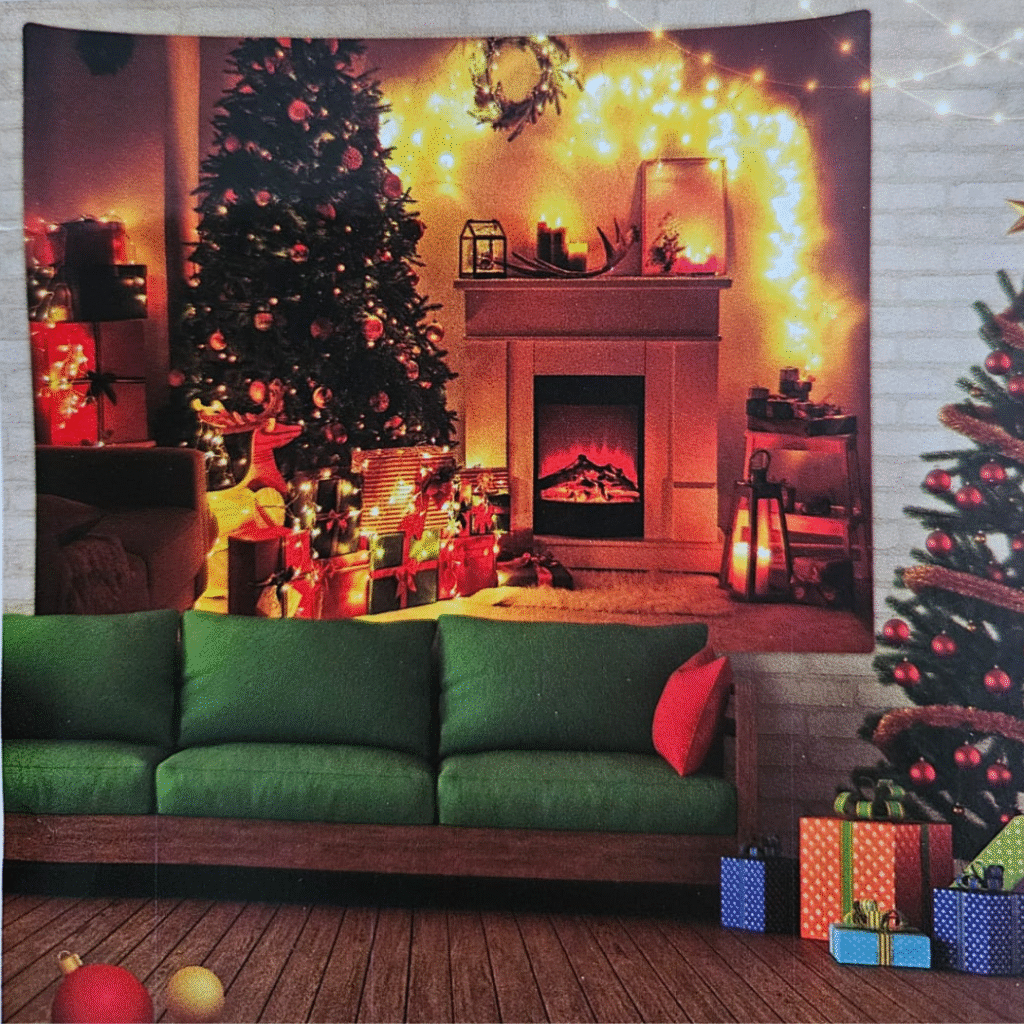 Tapiz premium Navideño para pared 250X200cm chimenea