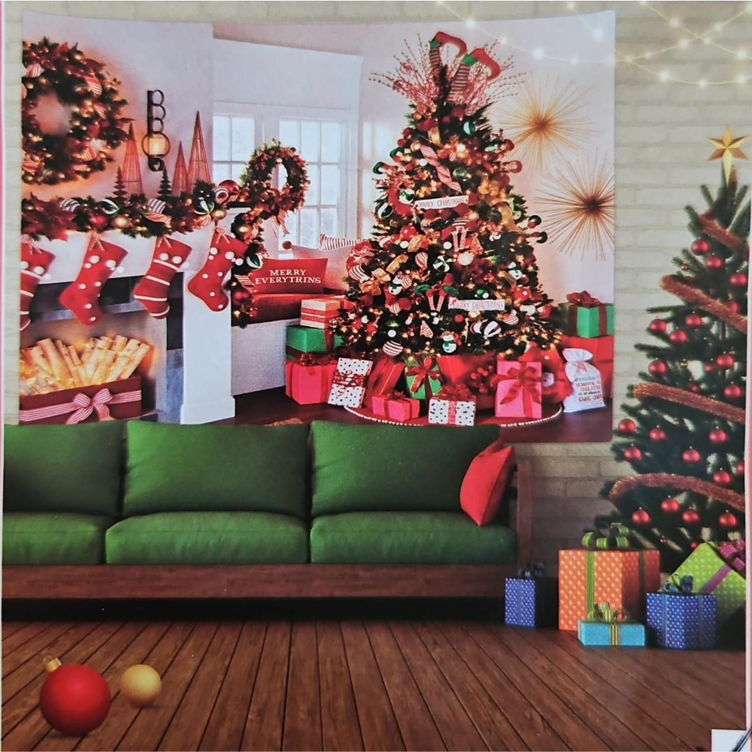 Tapiz premium Navideño para pared 250X200cm ventana blanco