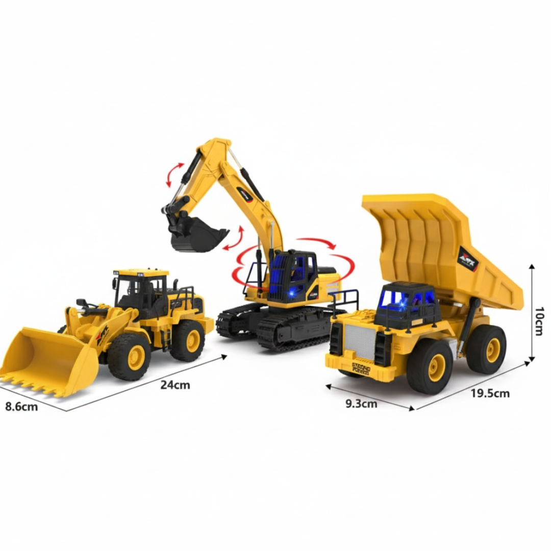 Pack camion minero , excavadora oruga mas cargador frontal