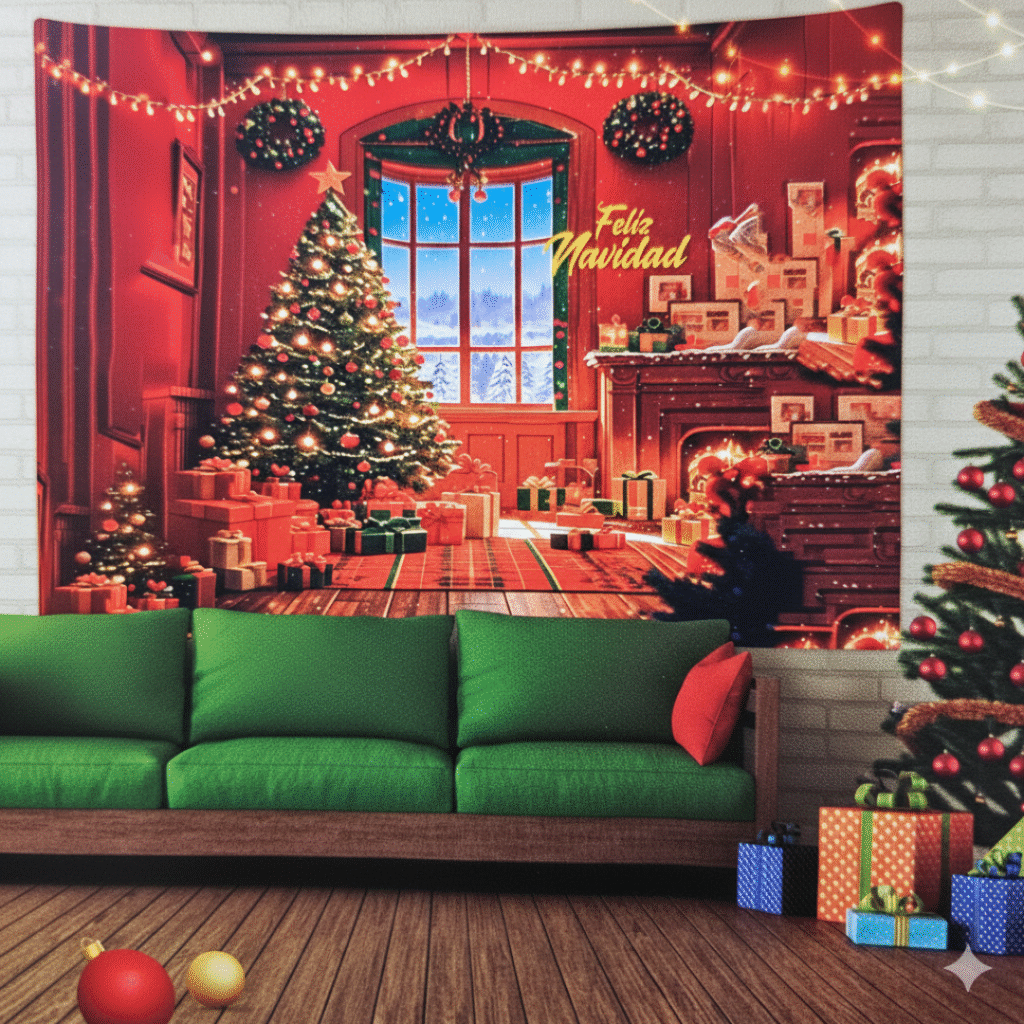 Tapiz premium Navideño para pared 250X200cm ventana 2
