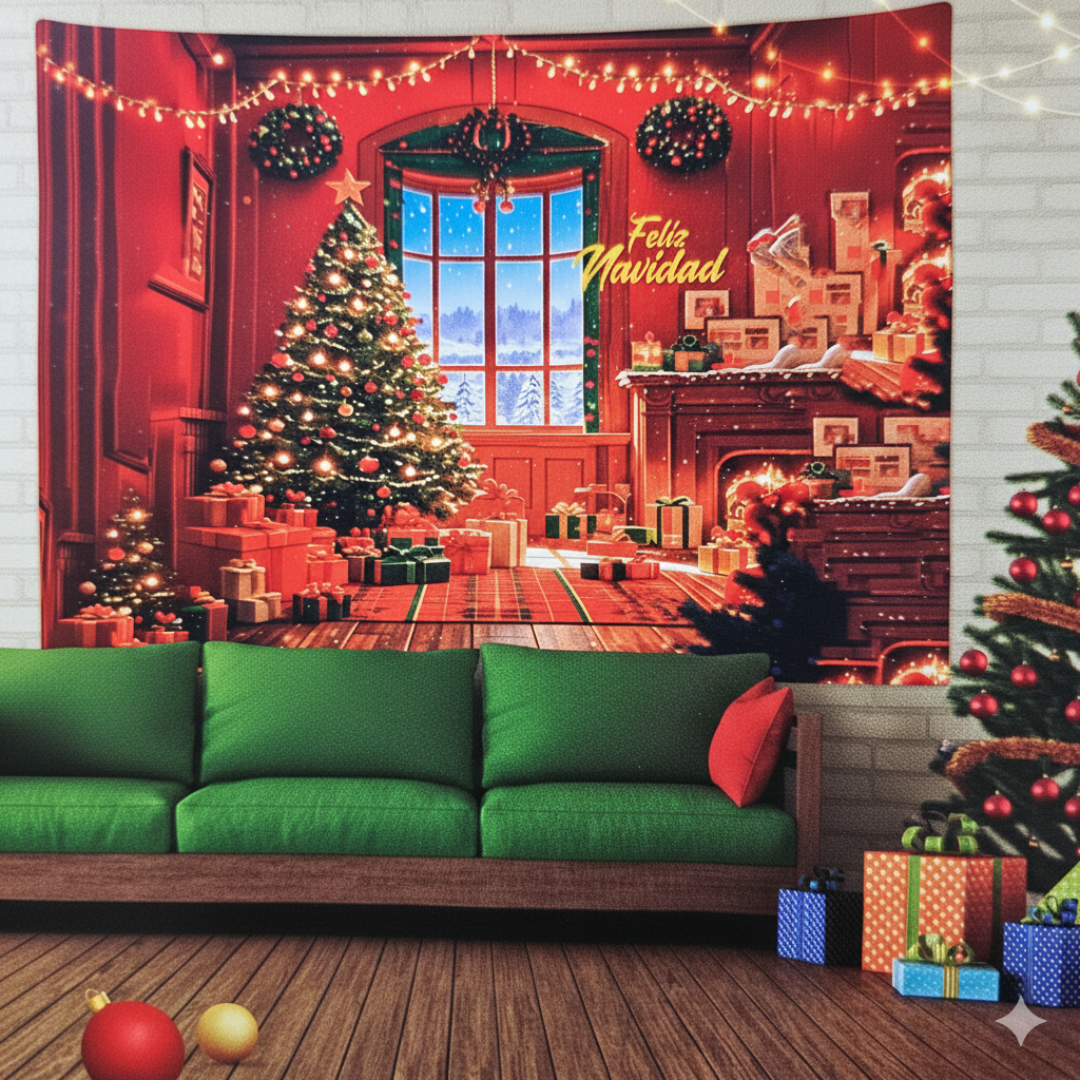 Tapiz premium Navideño para pared 250X200cm ventana 2